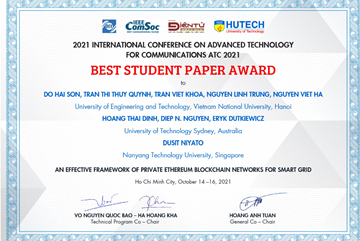 The report “An Effective Framework of Private Ethereum Blockchain Networks for Smart Grid” won the Best Student Paper award at the national conference 2021