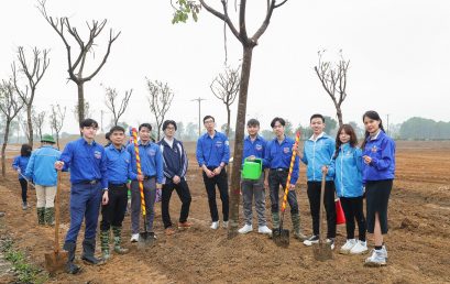 Students of the University of Engineering and Technology contribute to creating a green learning and living space of VNU in Hoa Lac.